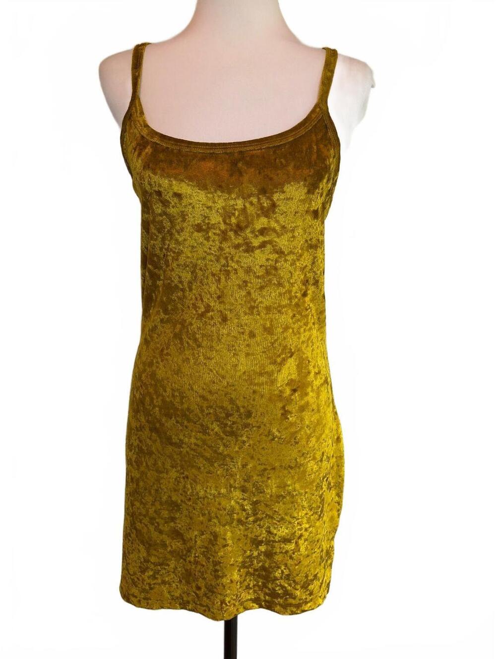 Vintage Victoria's Secret S Chartreuse Velvet Slip Dress 90s Grunge Whimsigoth